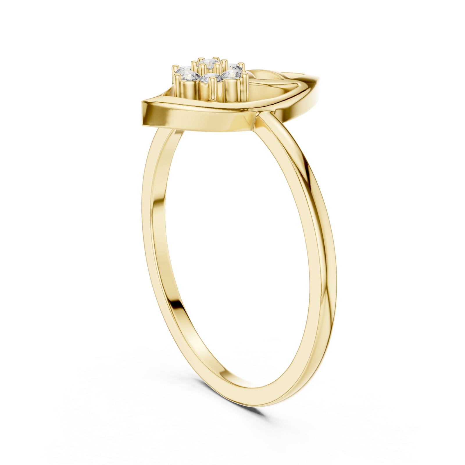  Gold Petal Crest Statement Ring Left View