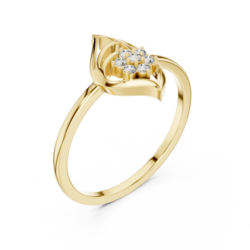 Gold Petal Crest Statement Ring Right View
