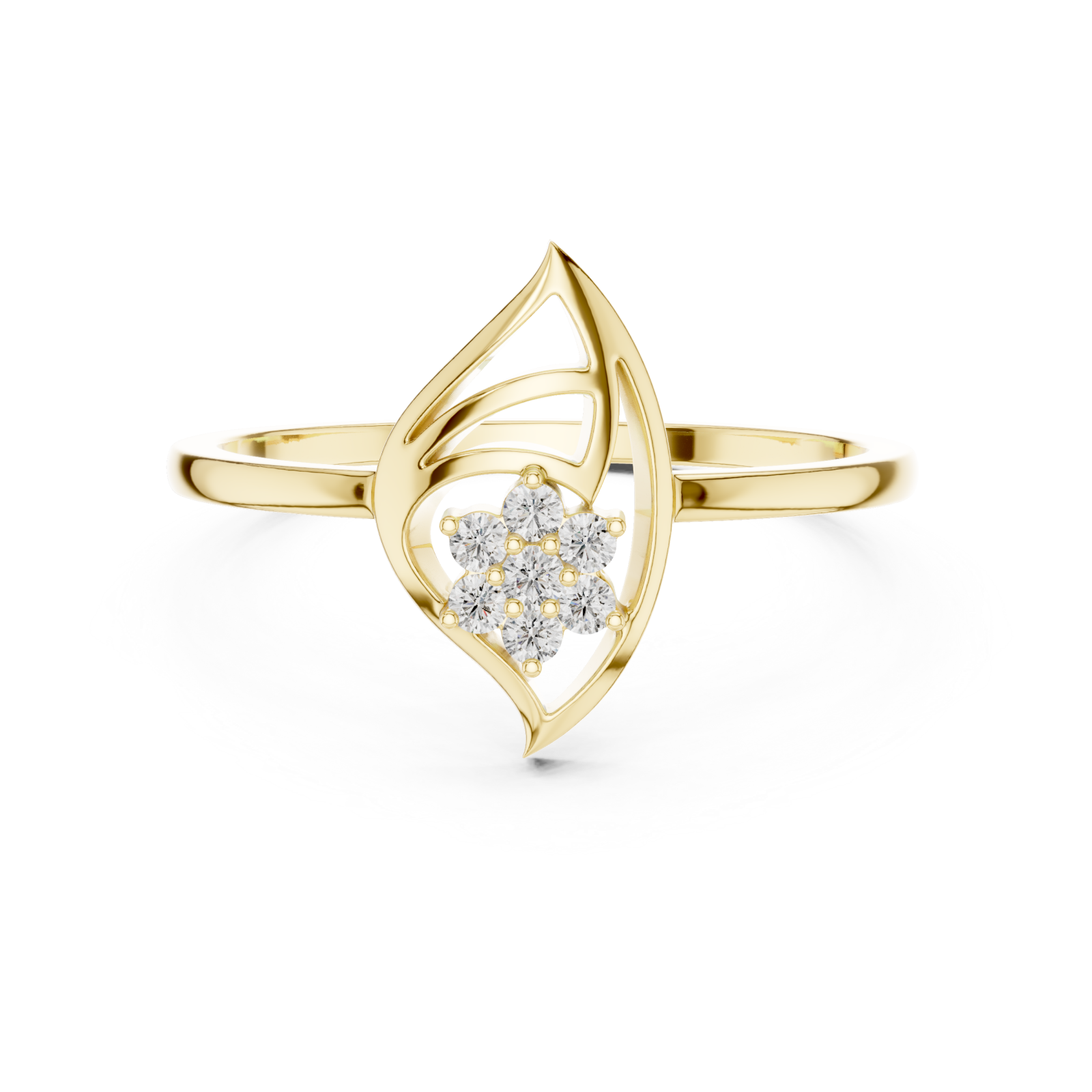  Gold Petal Crest Statement Ring Front View