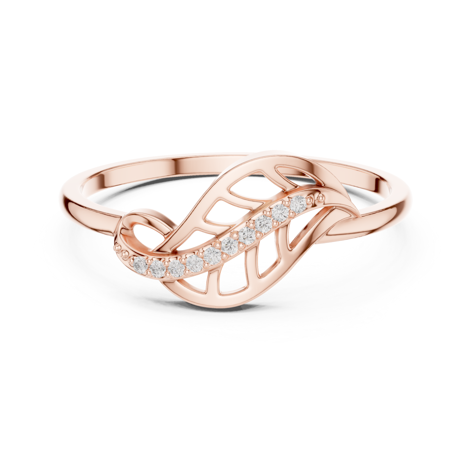  Rose Gold Willow Curl Ring Front View