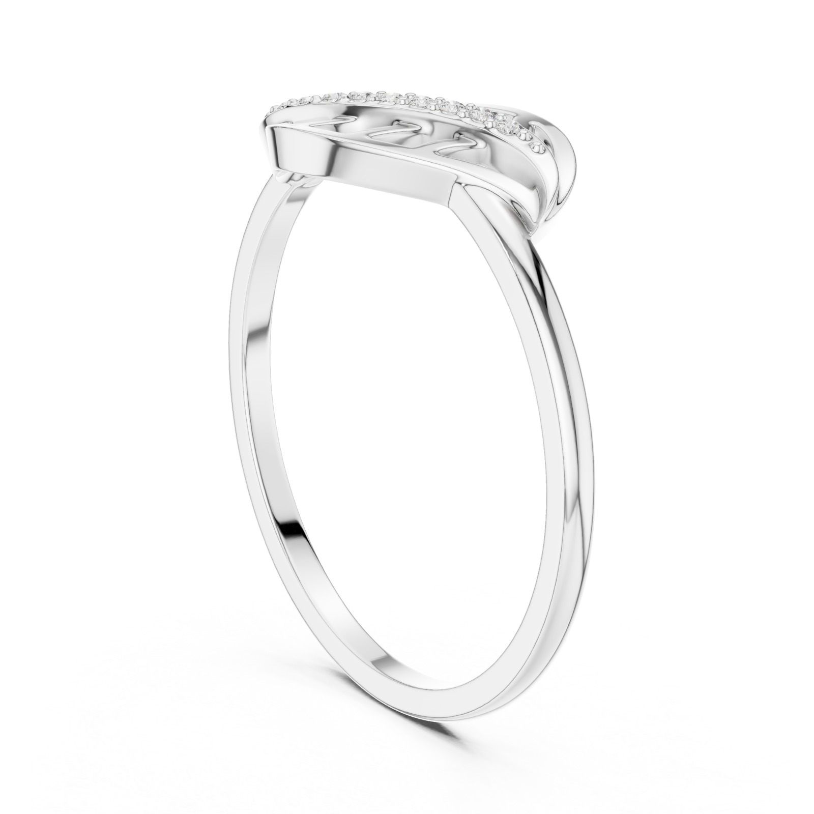  White Gold Willow Curl Ring Left View