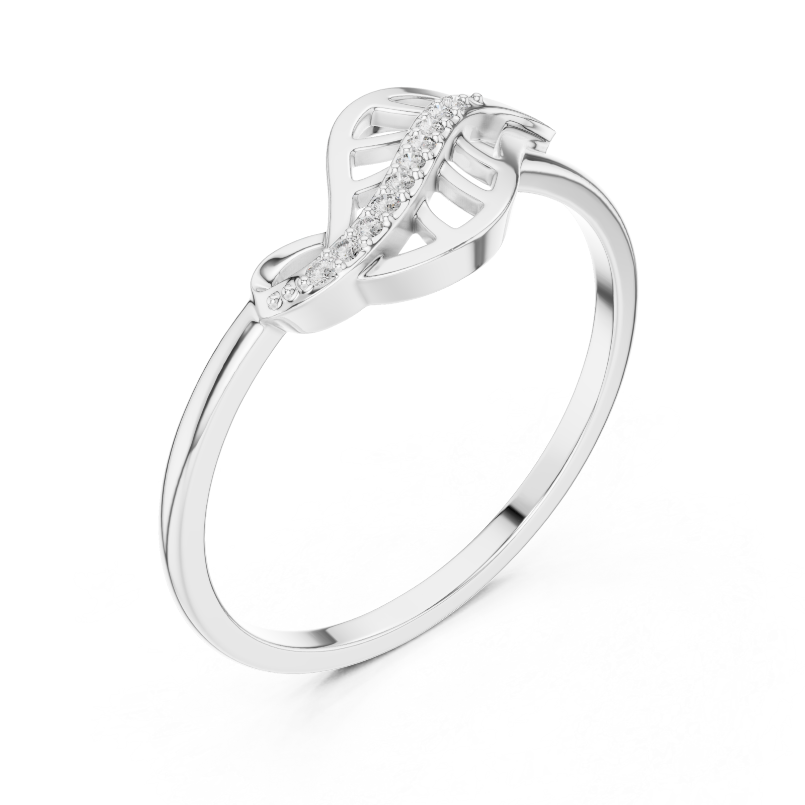  White Gold Willow Curl Ring Right View