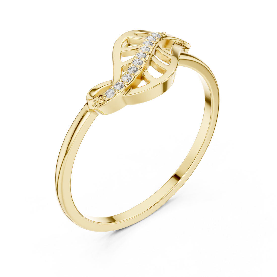 Gold Willow Curl Ring Right View
