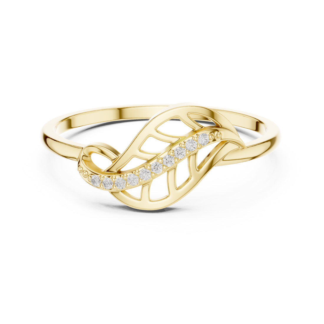 Gold Willow Curl Ring Right View
