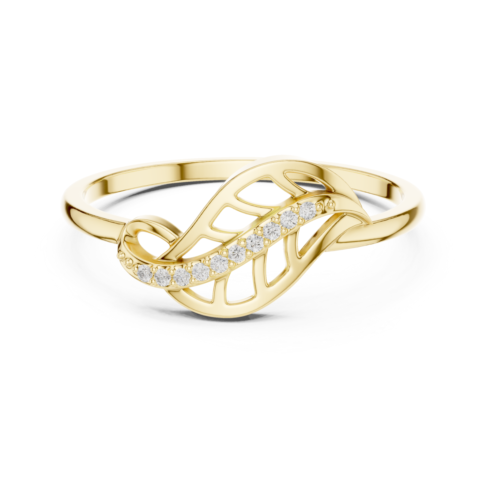  Gold Willow Curl Ring Front View