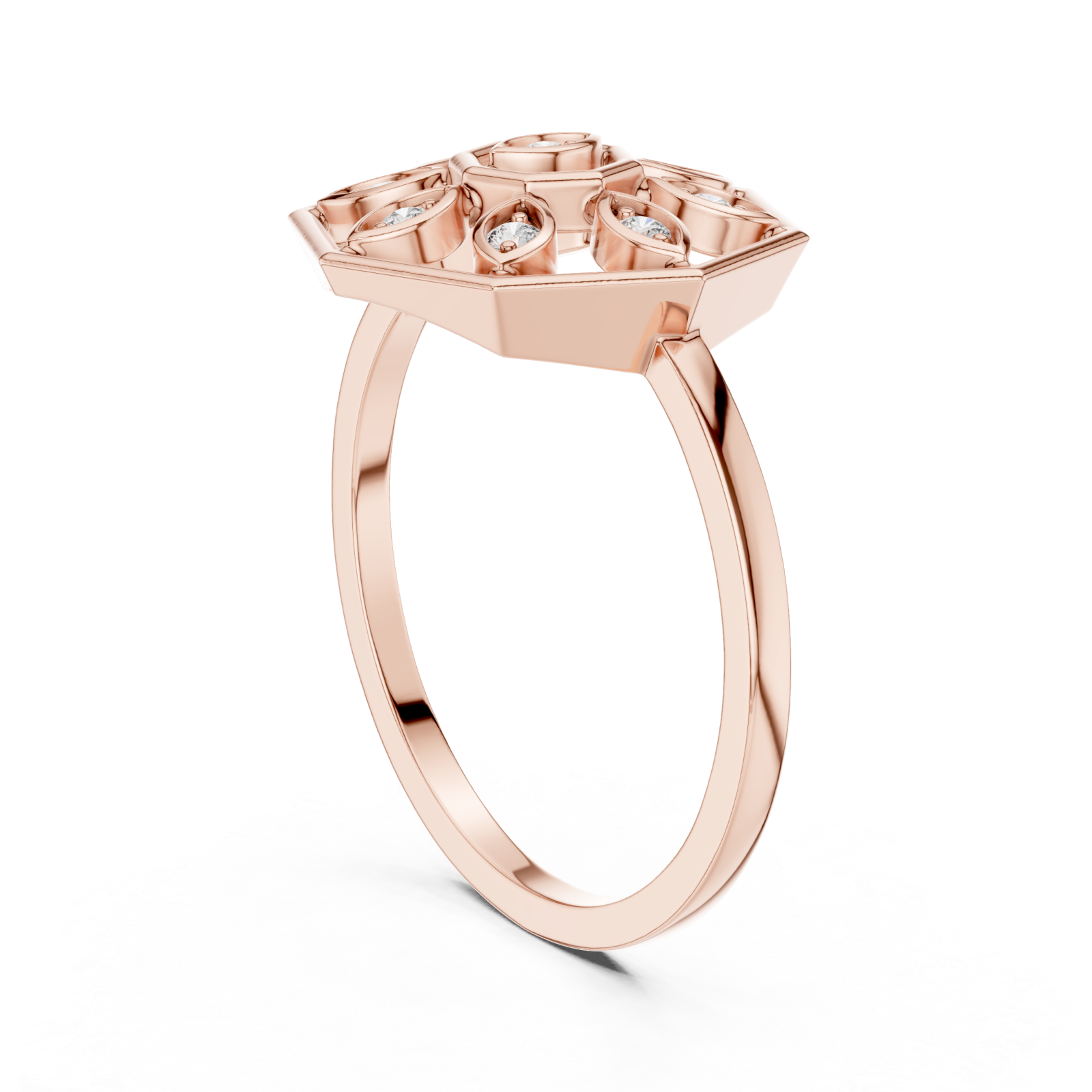  Rose Gold Opaline Lattice Ring Left View