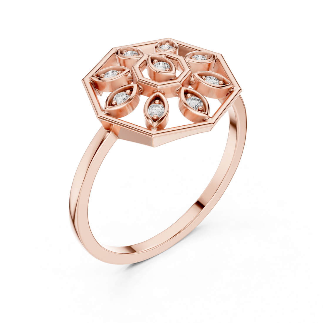  Rose Gold Opaline Lattice Ring Right View