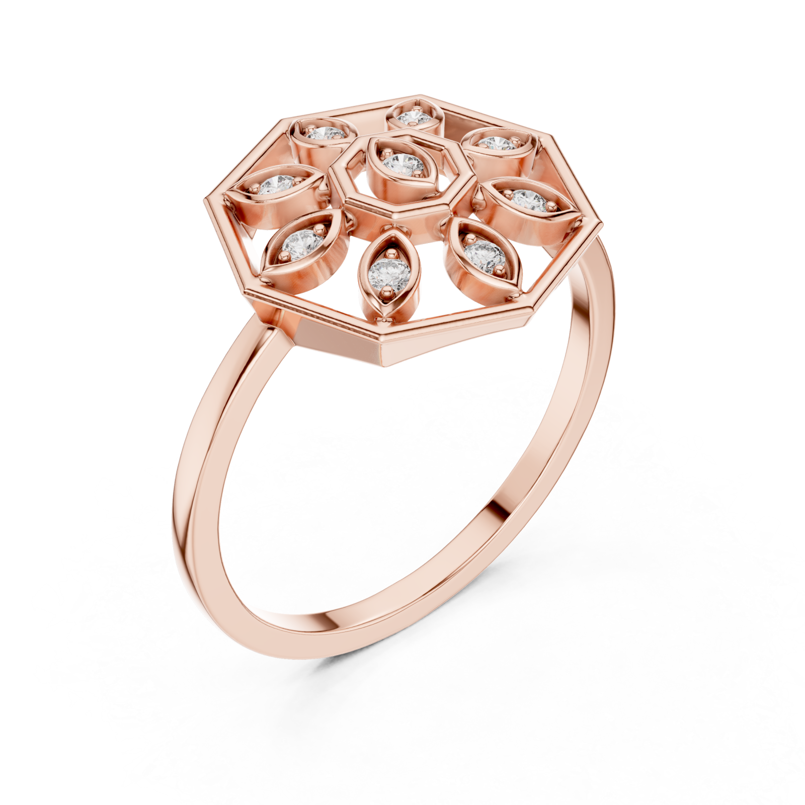  Rose Gold Opaline Lattice Ring Right View