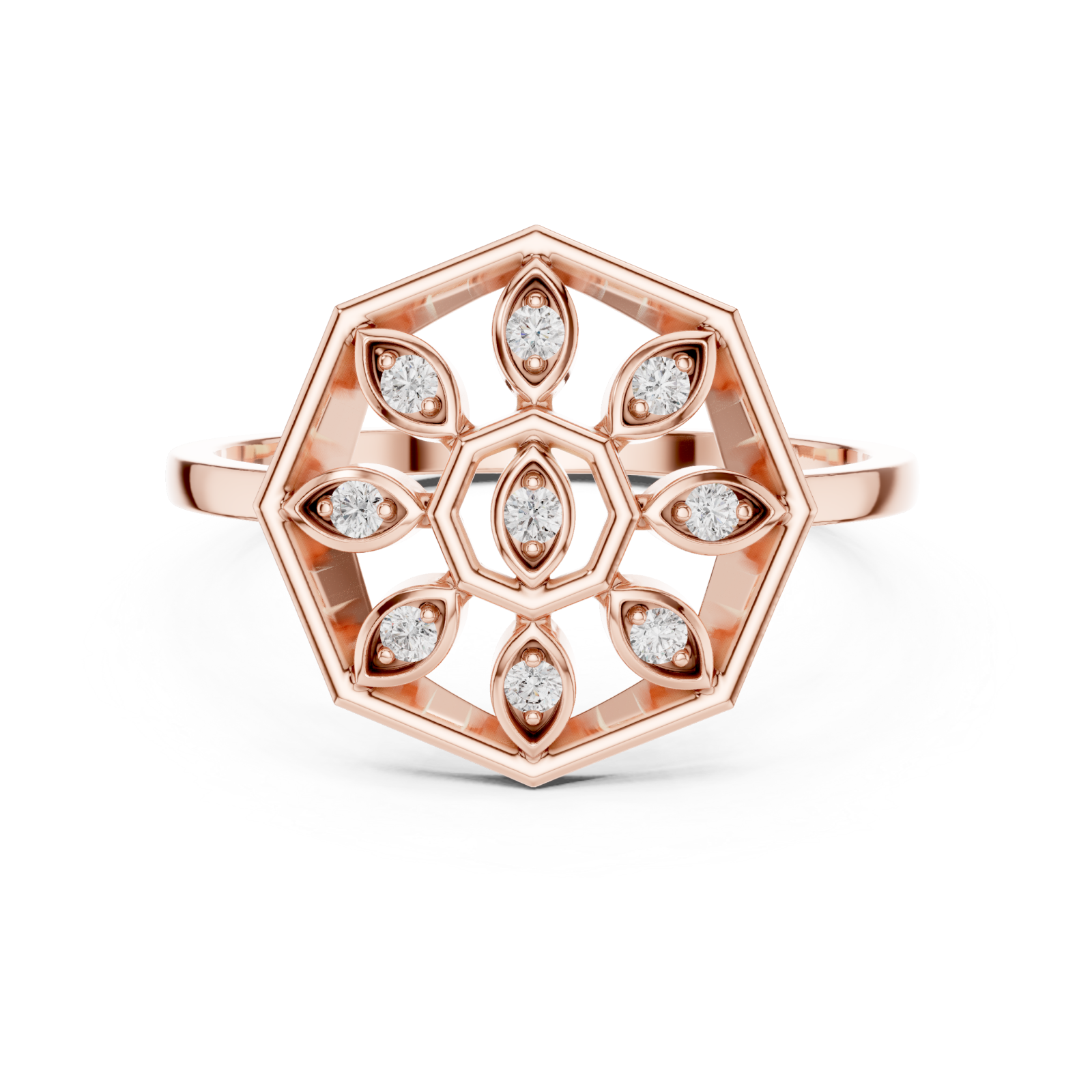 Rose Gold Opaline Lattice Ring Front View