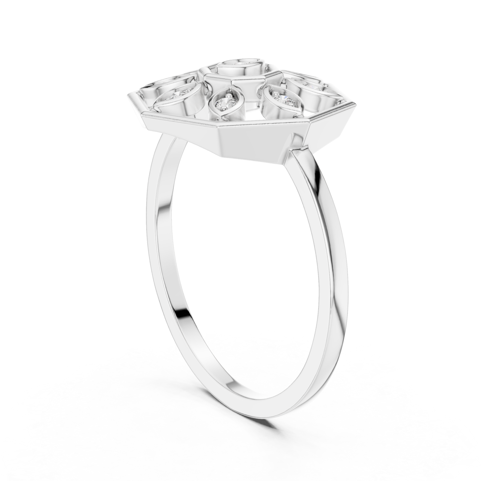  White Gold Opaline Lattice Ring Left View