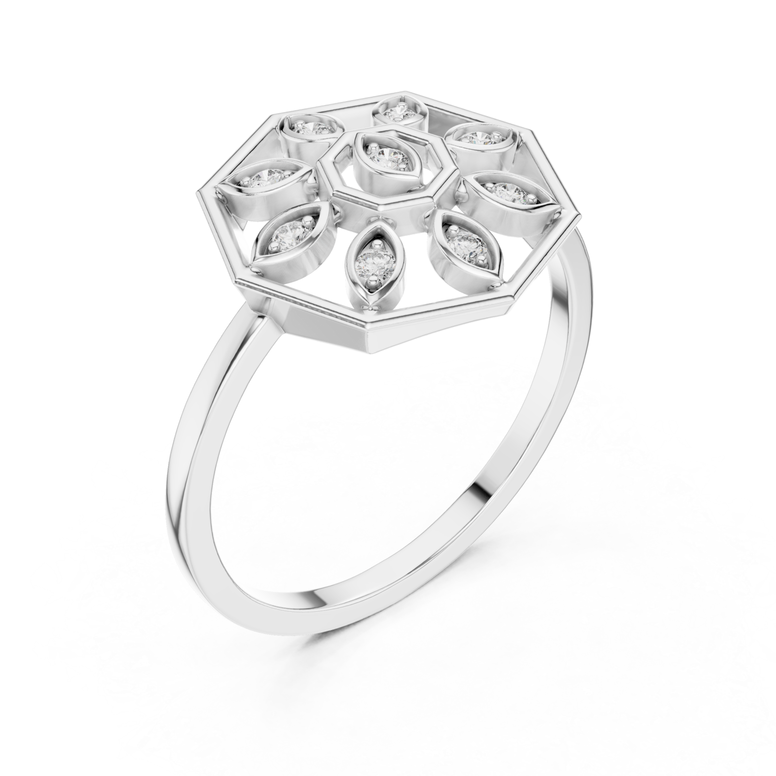  White Gold Opaline Lattice Ring Right View