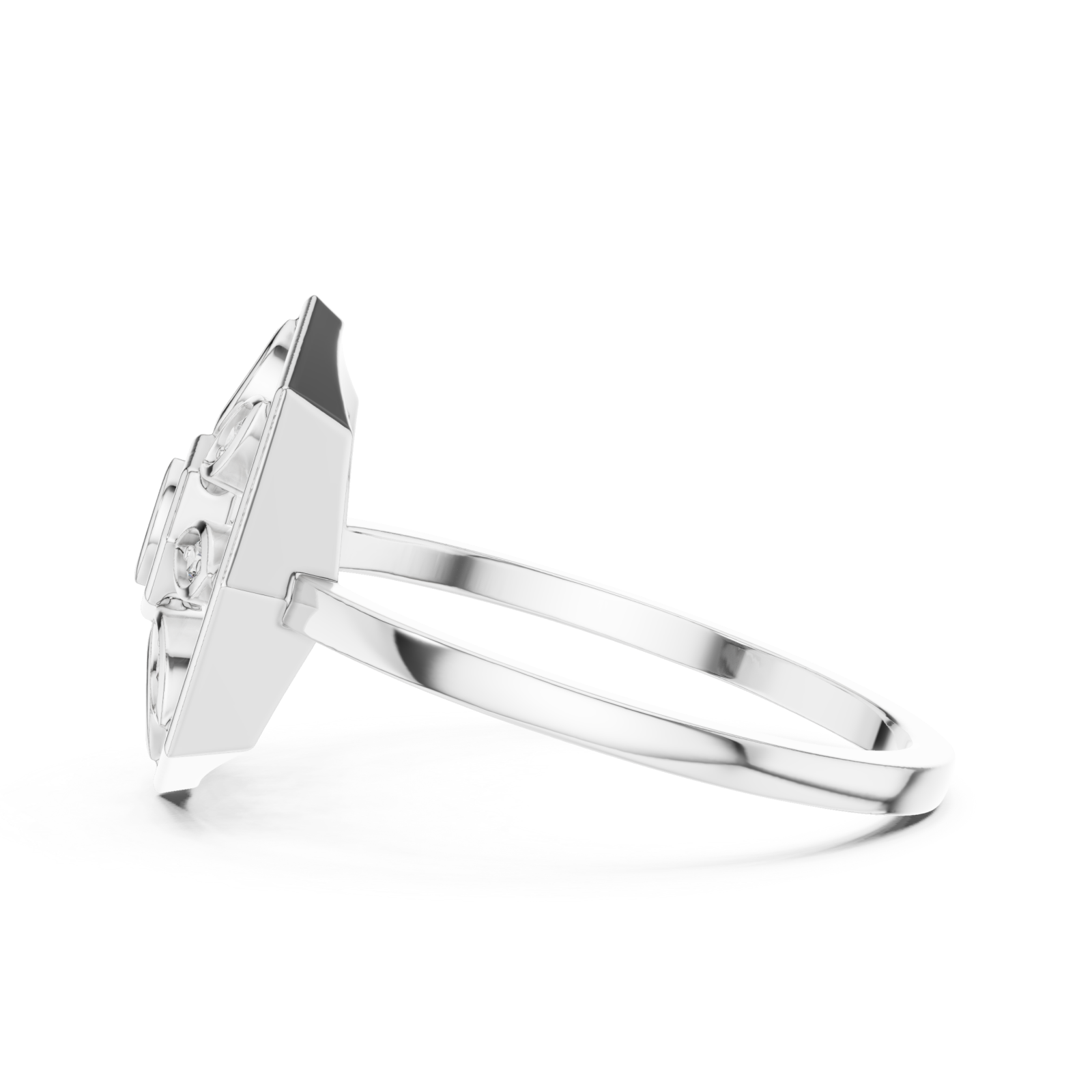  White Gold Opaline Lattice Ring Side View