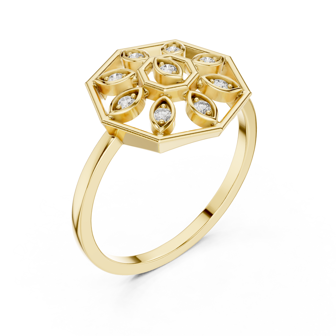 Gold Opaline Lattice Ring Right View