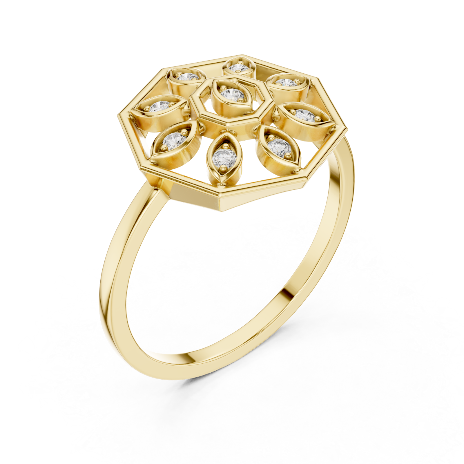 Gold Opaline Lattice Ring Right View