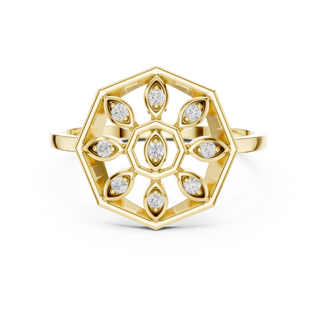 Gold Opaline Lattice Ring Right View