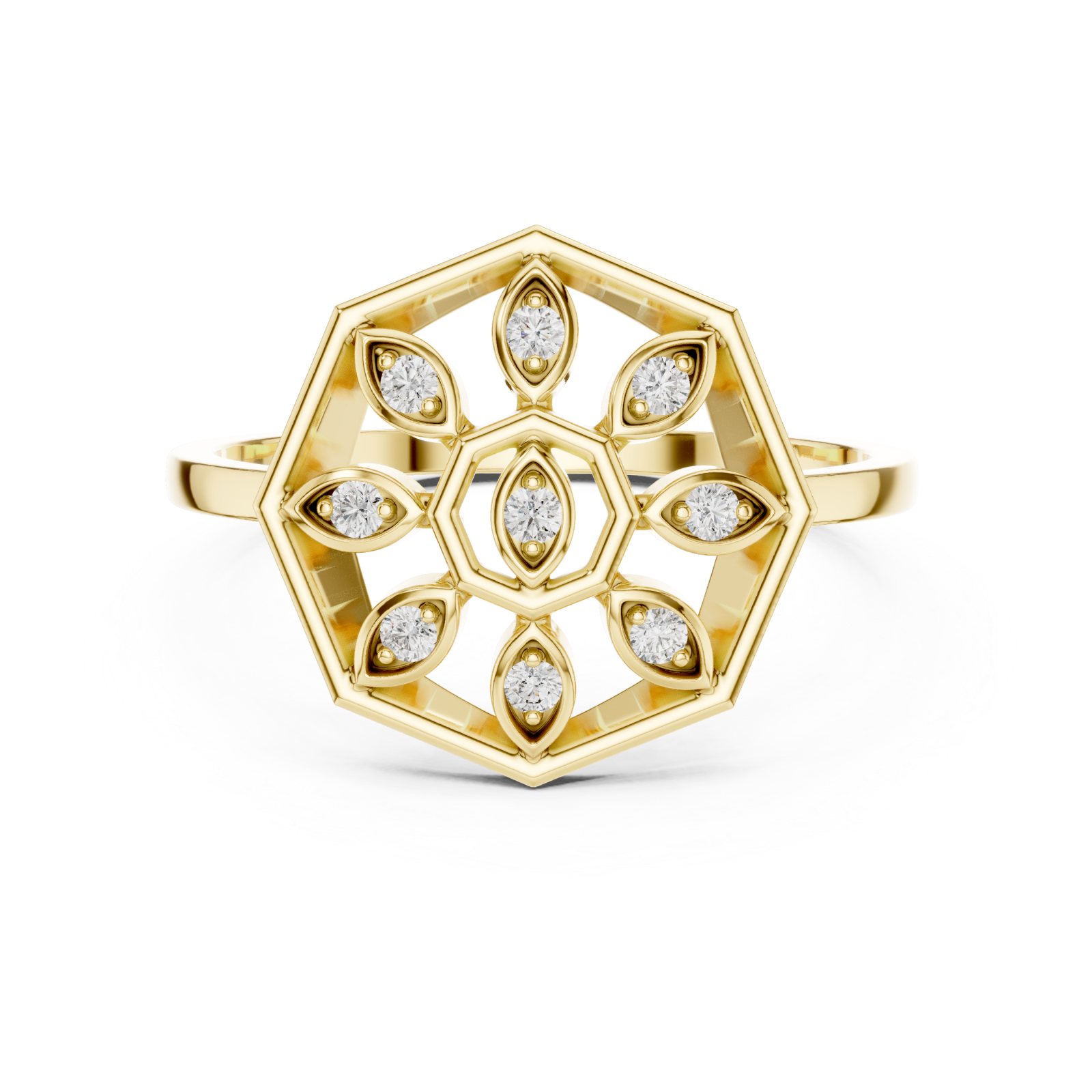  Gold Opaline Lattice Ring Front View