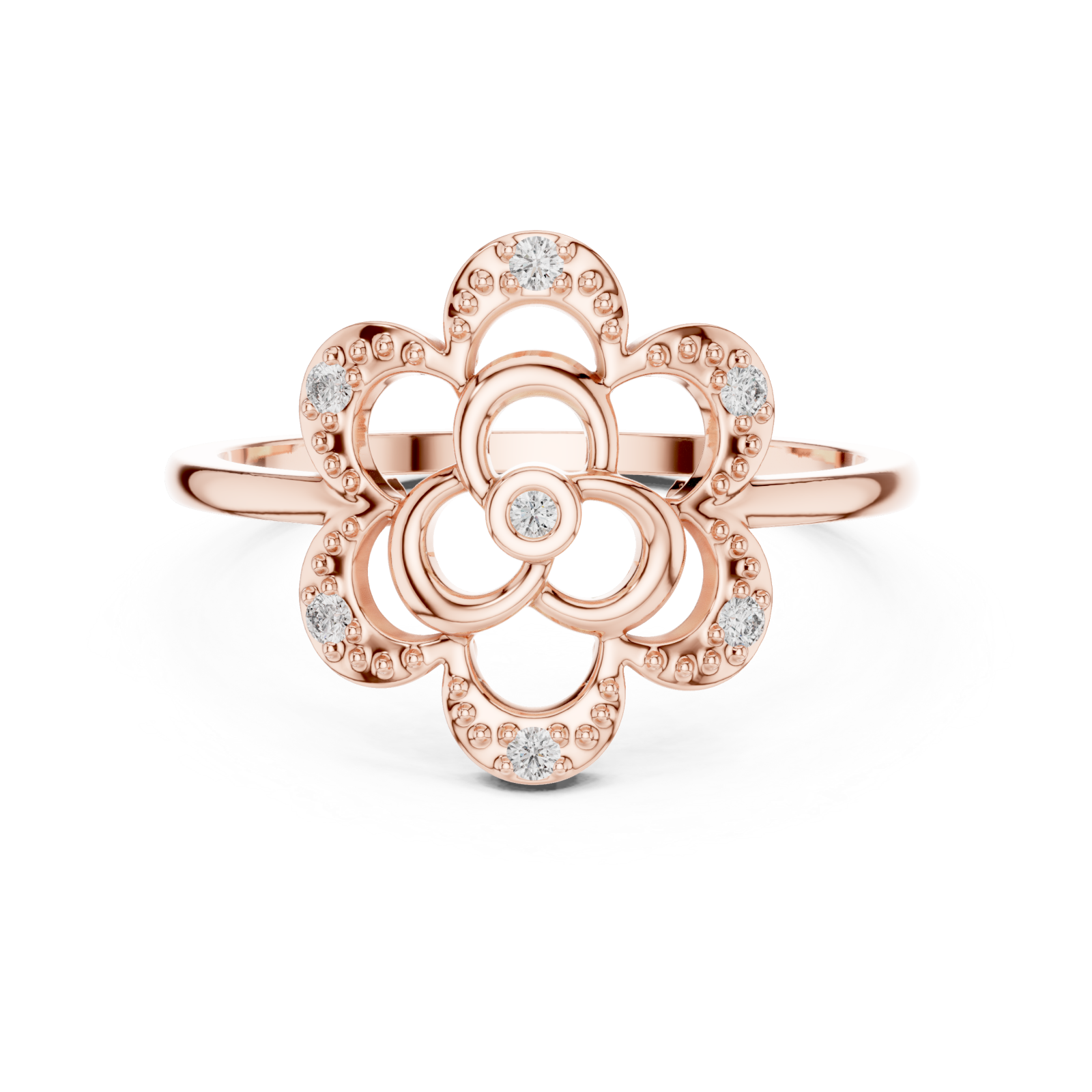  Rose Gold Fleurina Radiance Ring Front View