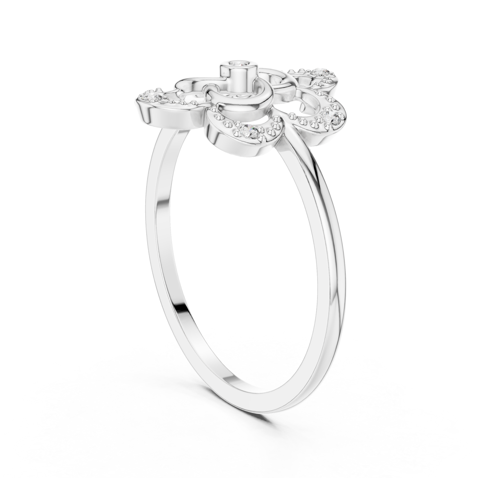  White Gold Fleurina Radiance Ring Left View