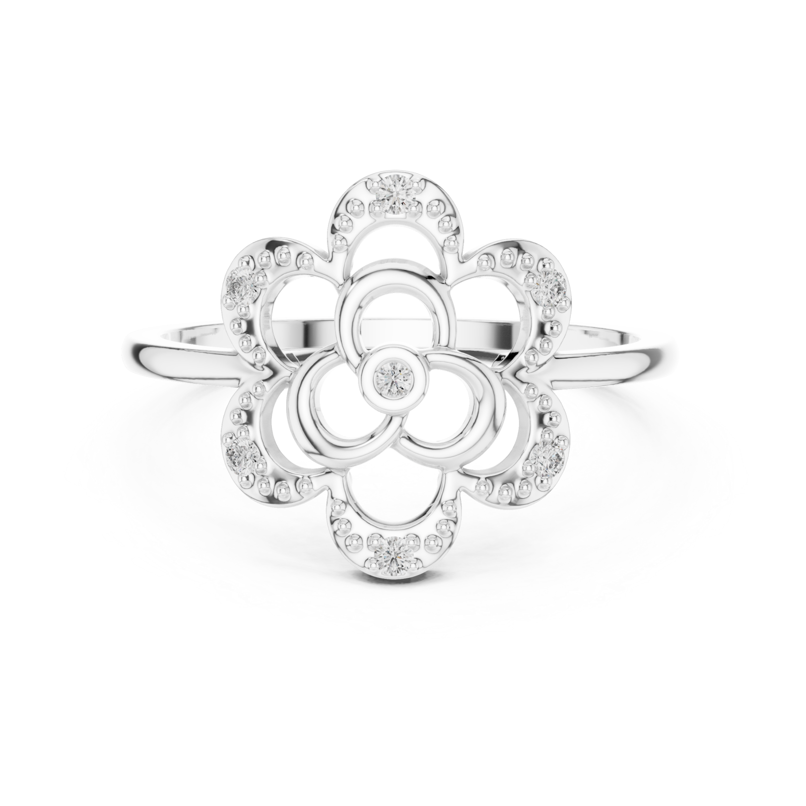  White Gold Fleurina Radiance Ring Front View