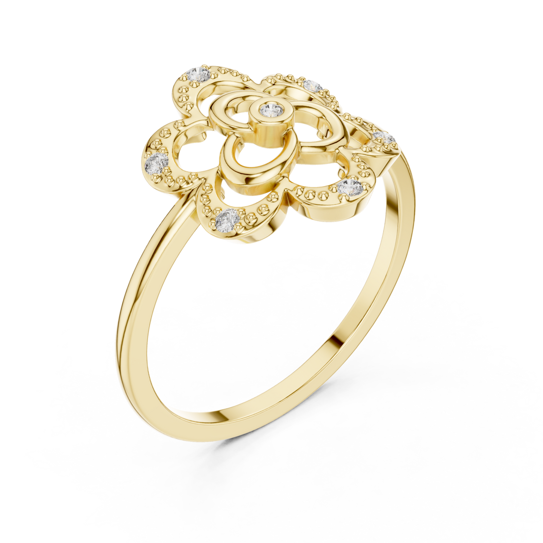 Gold Fleurina Radiance Ring Right View
