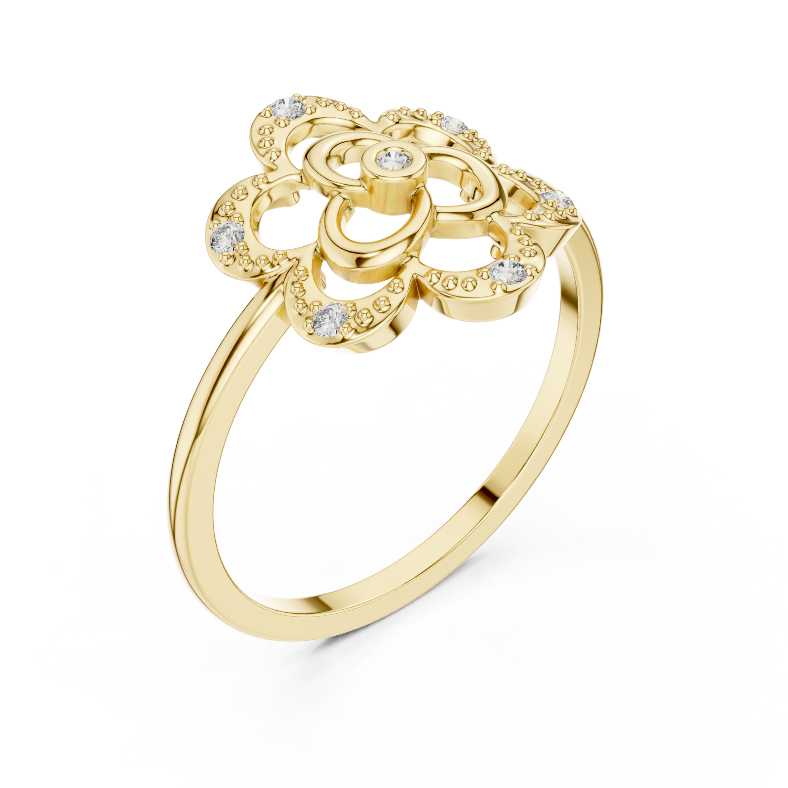 Gold Fleurina Radiance Ring Right View
