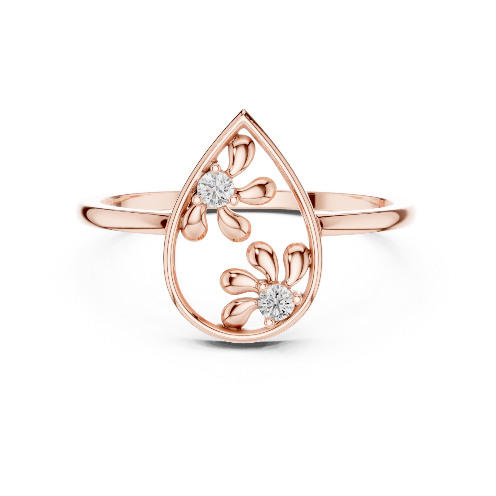  Rose Gold Blossom Grace Ring Front View