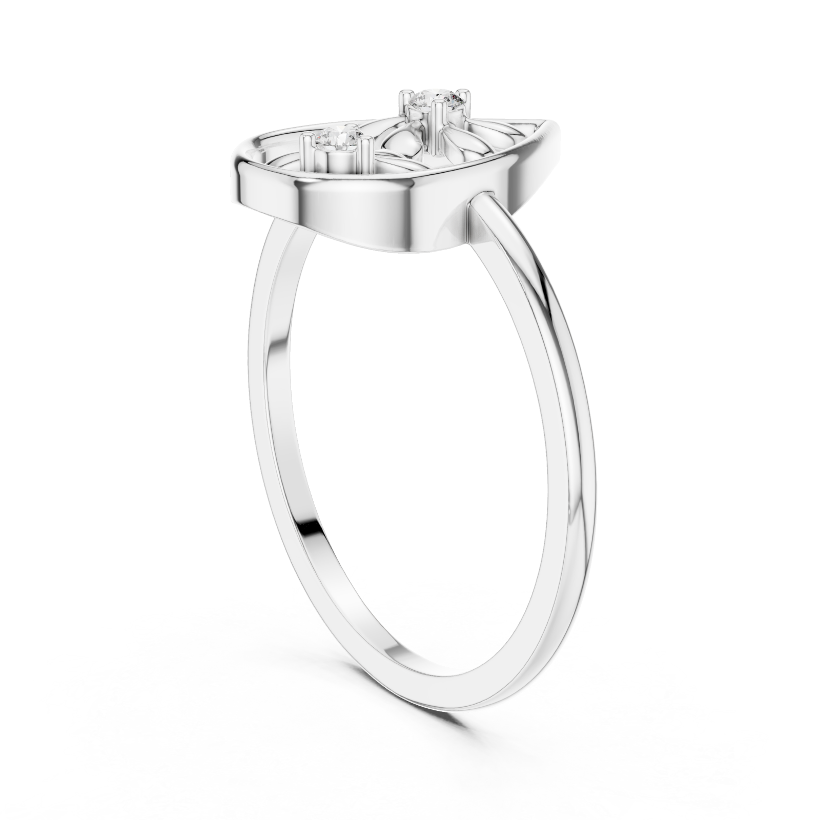  White Gold Blossom Grace Ring Left View