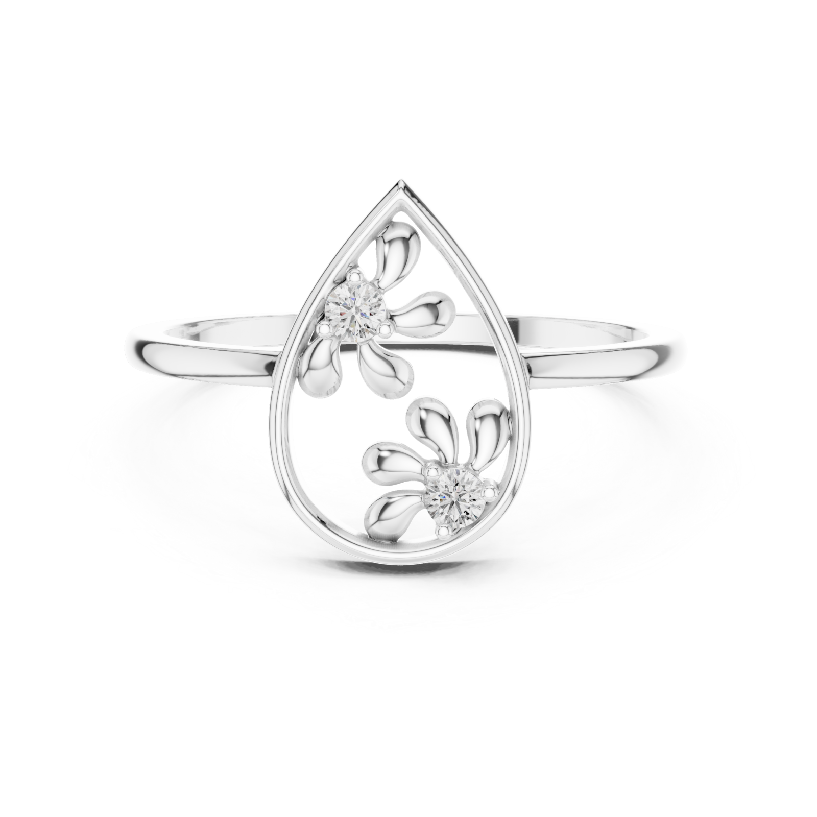  White Gold Blossom Grace Ring Front View