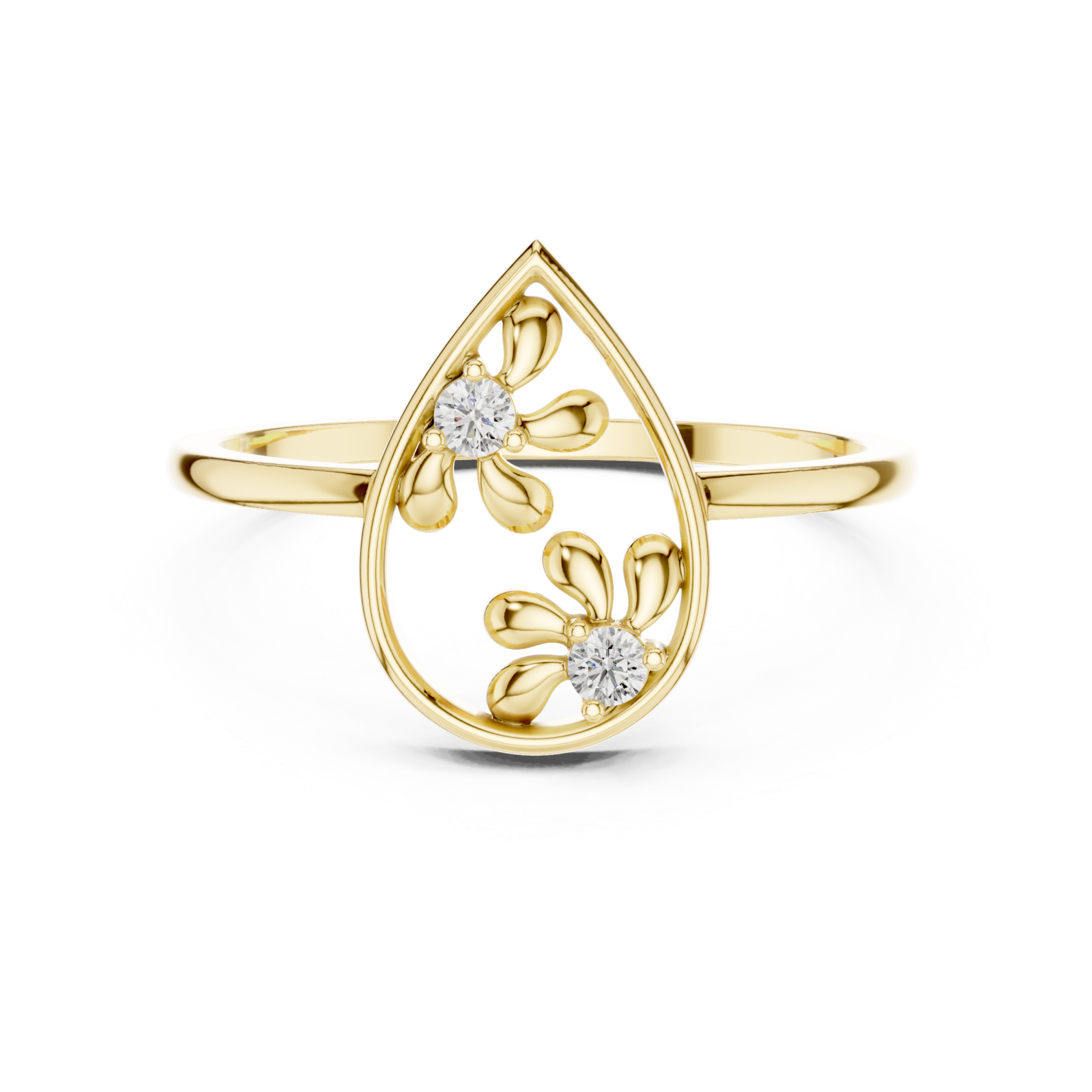  Gold Blossom Grace Ring Front View