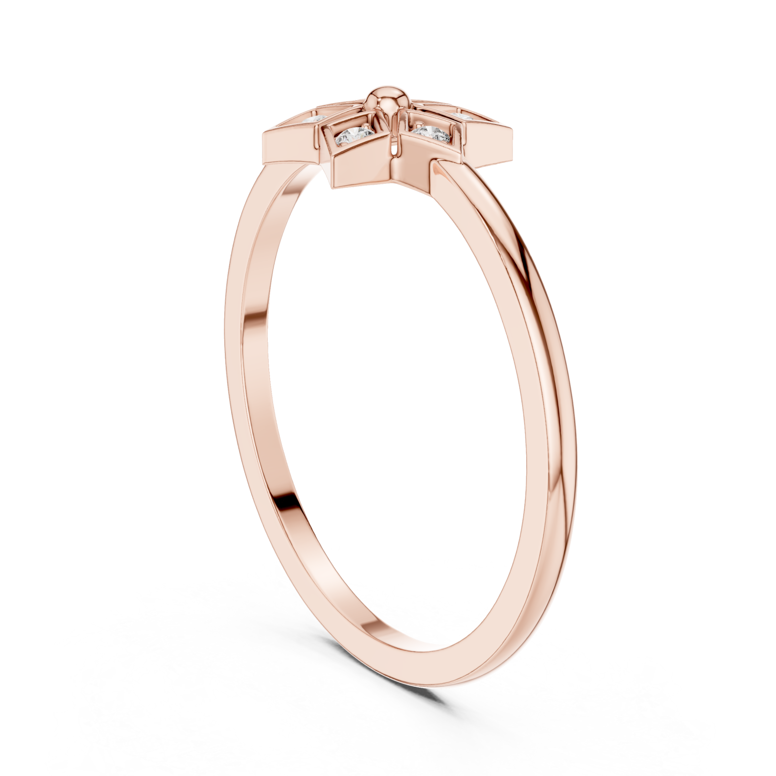  Rose Gold Stella Charm Ring Left View