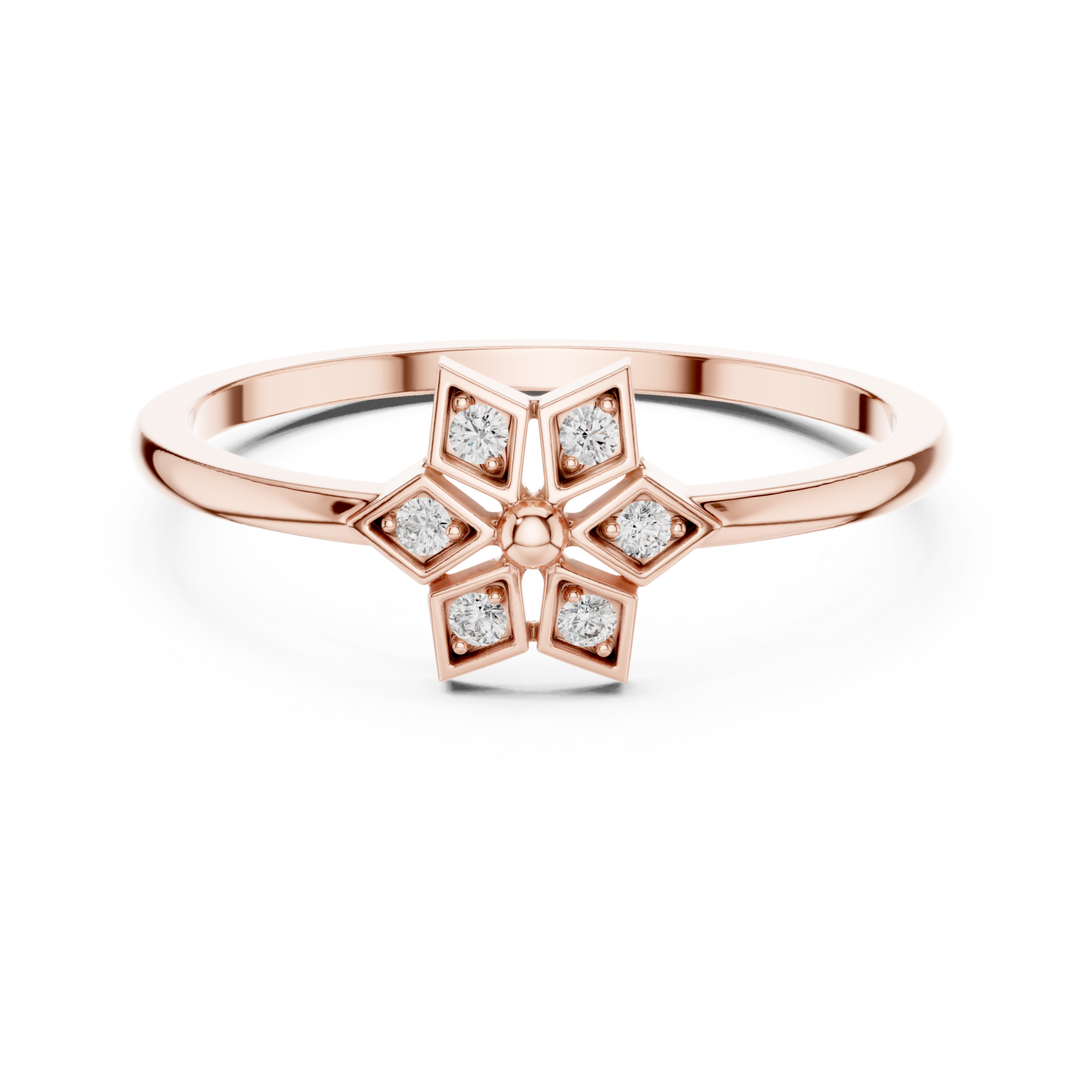  Rose Gold Stella Charm Ring Front View