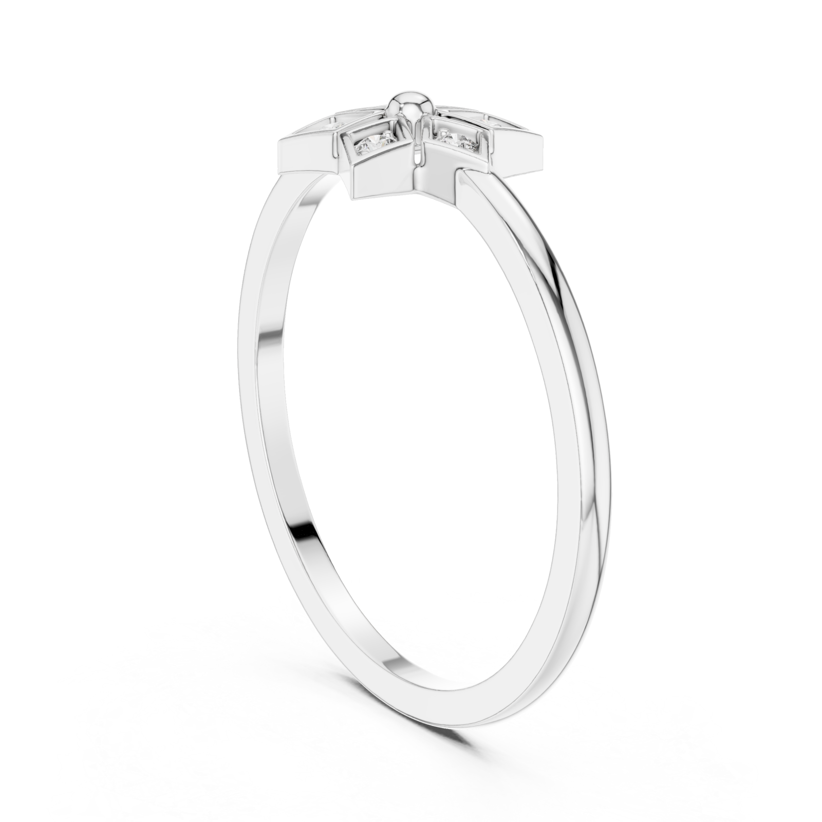  White Gold Stella Charm Ring Left View
