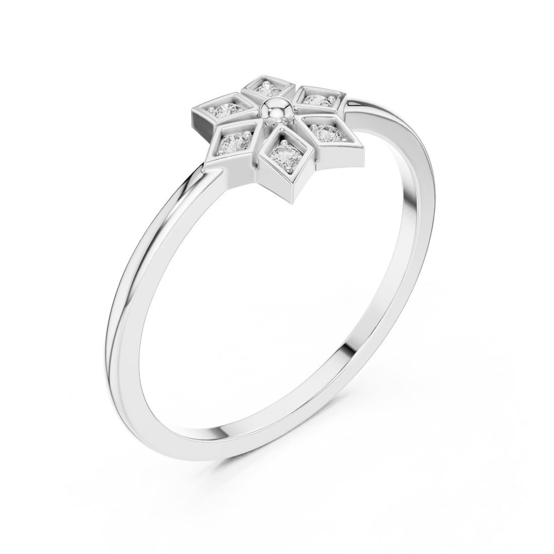  White Gold Stella Charm Ring Right View