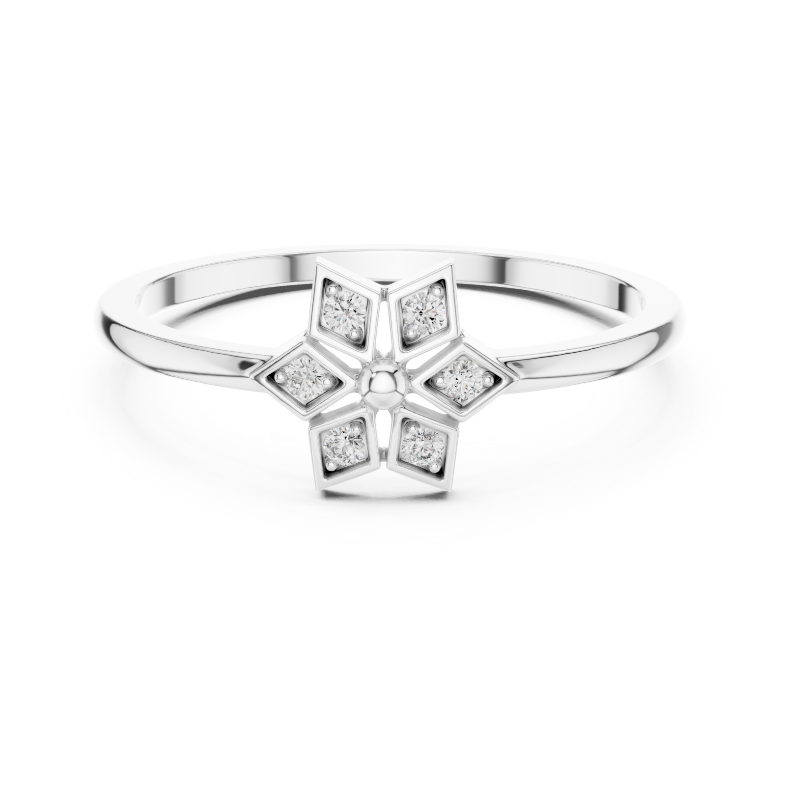  White Gold Stella Charm Ring Front View