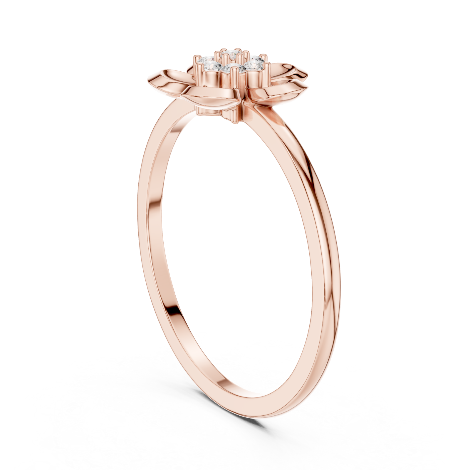  Rose Gold Petal Charm Blossom Ring Left View