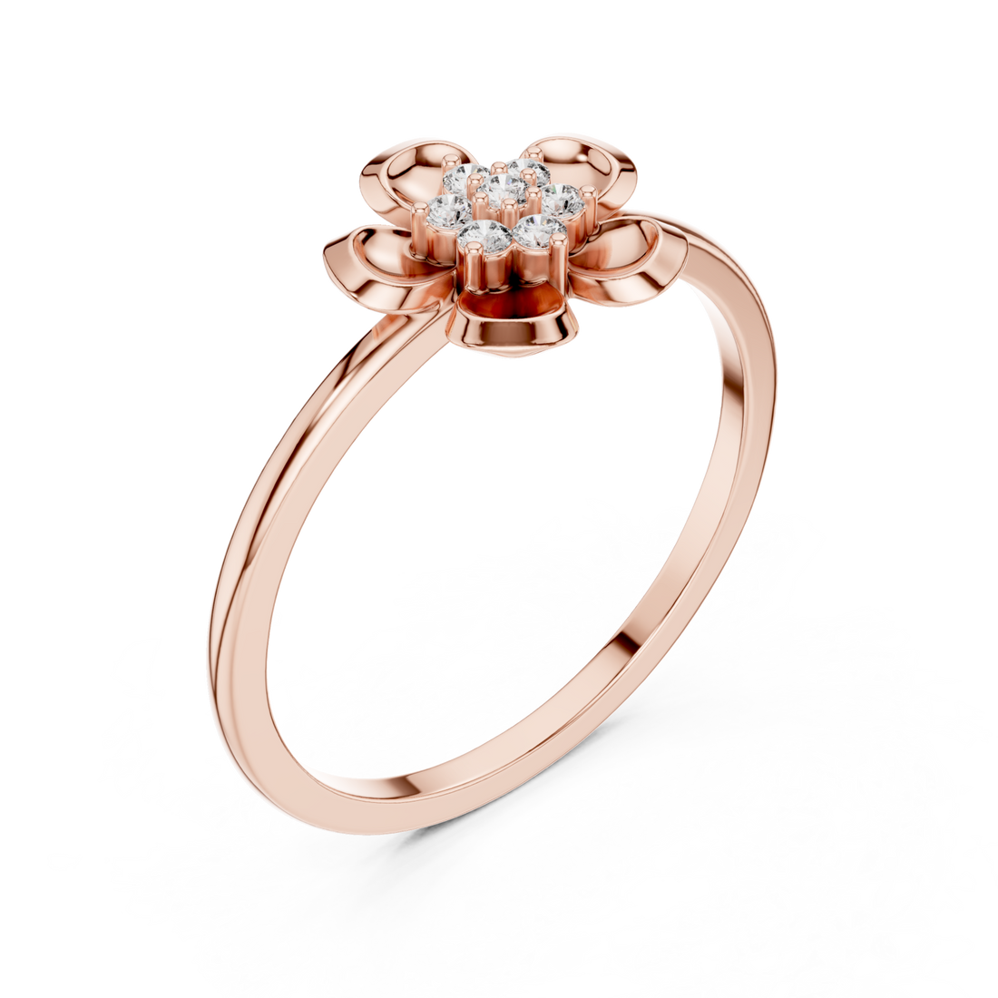  Rose Gold Petal Charm Blossom Ring Right View