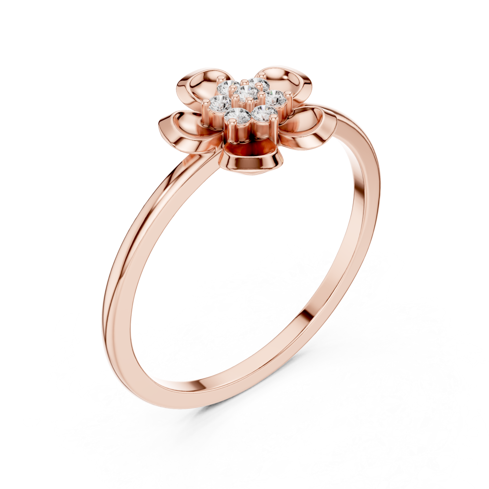 Rose Gold Petal Charm Blossom Ring Right View