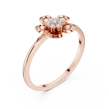  Rose Gold Petal Charm Blossom Ring Right View