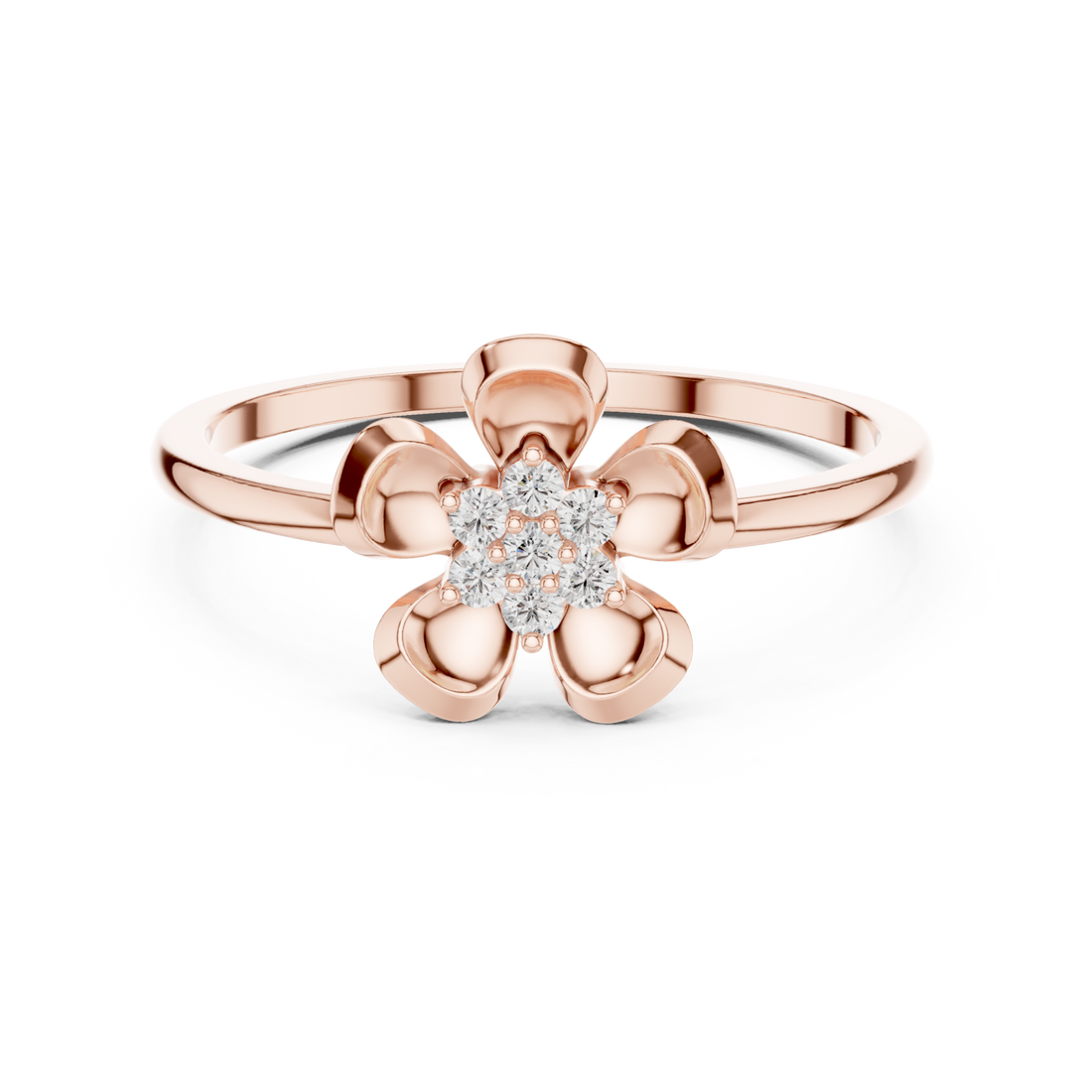  Rose Gold Petal Charm Blossom Ring Right View