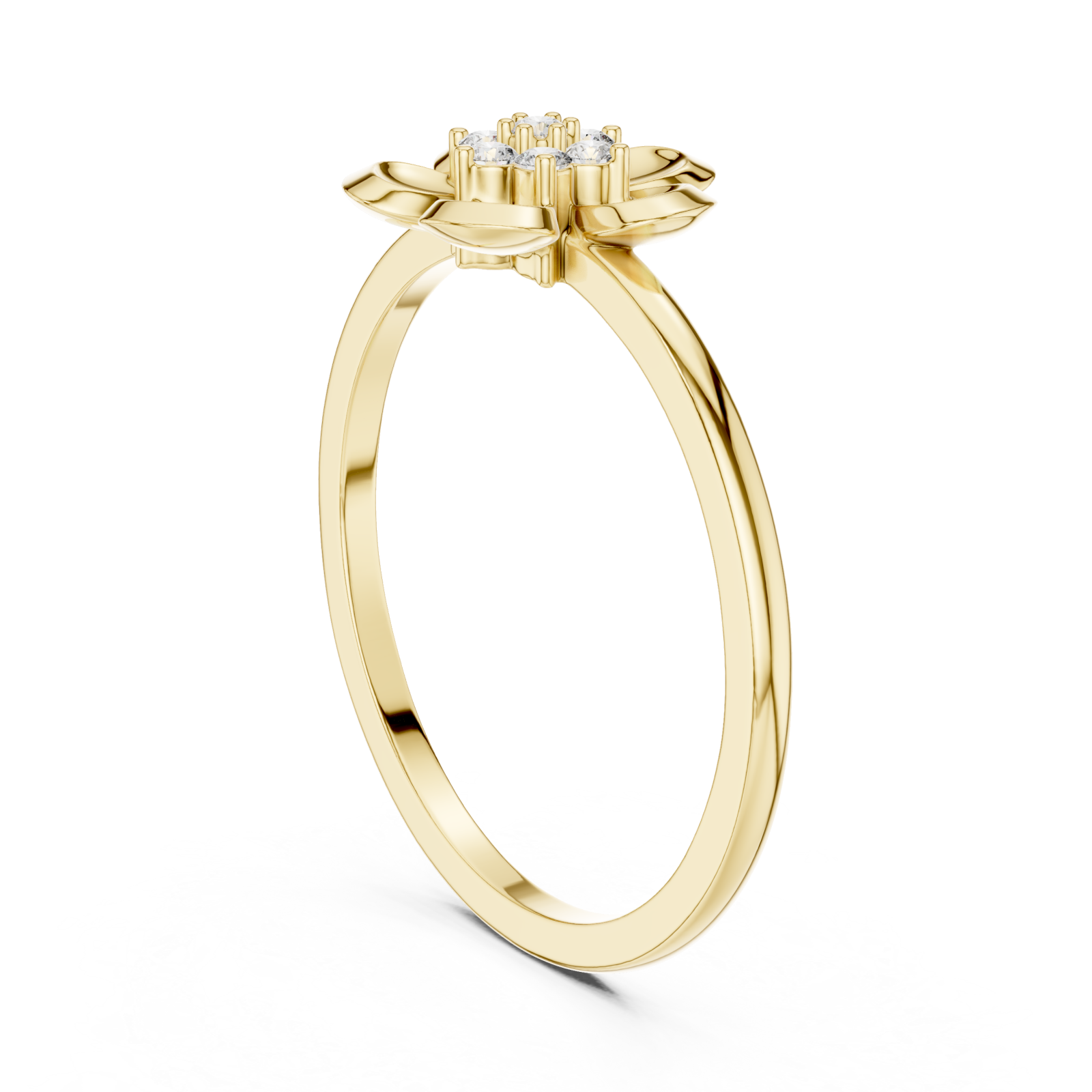  Gold Petal Charm Blossom Ring Left View