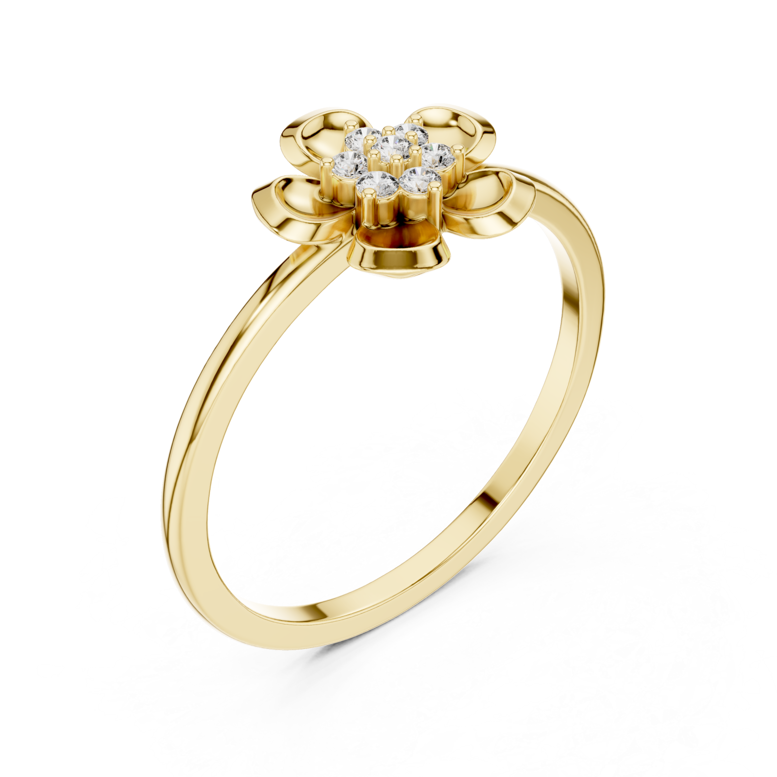 Gold Petal Charm Blossom Ring Right View