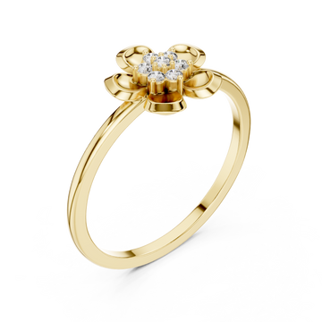 Gold Petal Charm Blossom Ring Right View