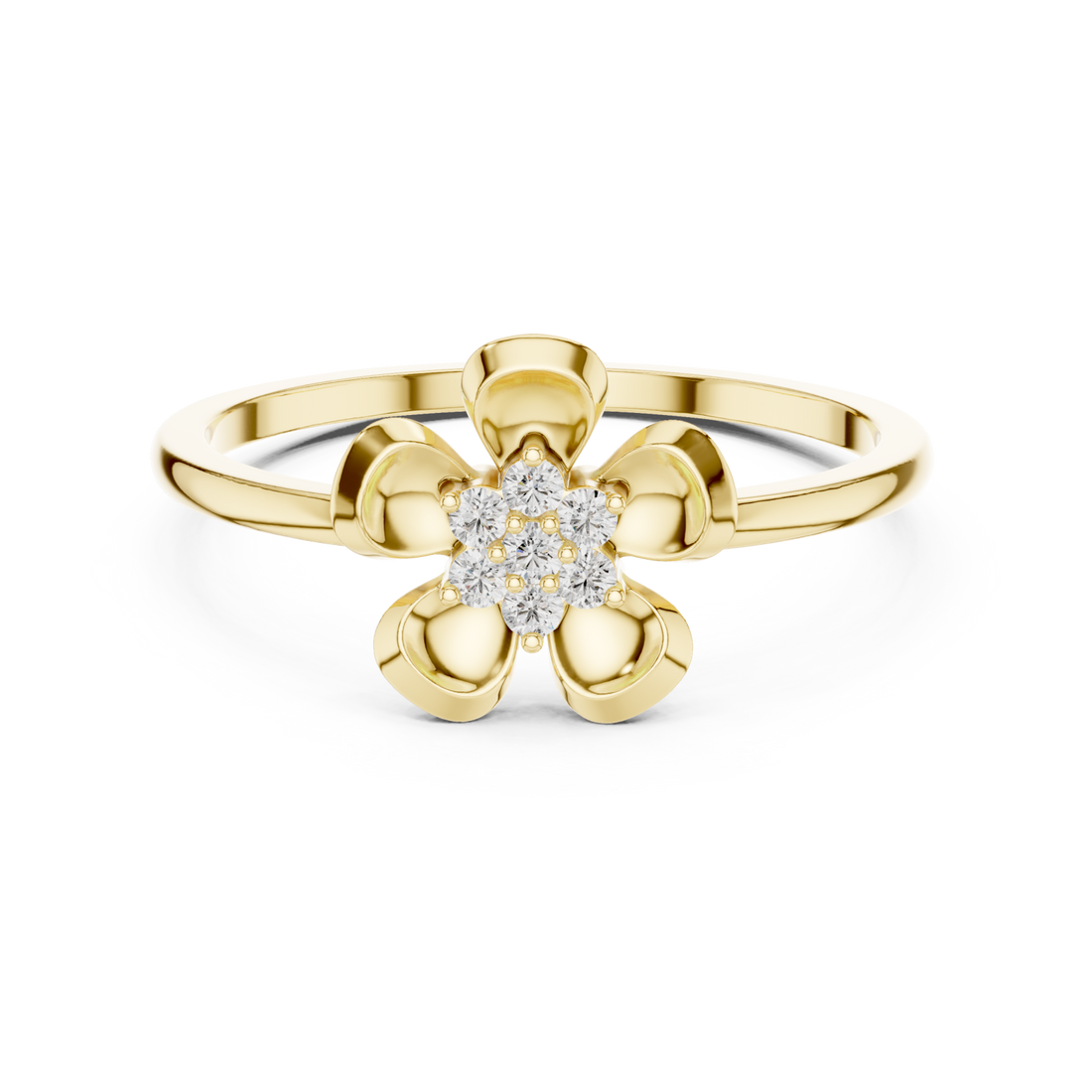 Gold Petal Charm Blossom Ring Right View