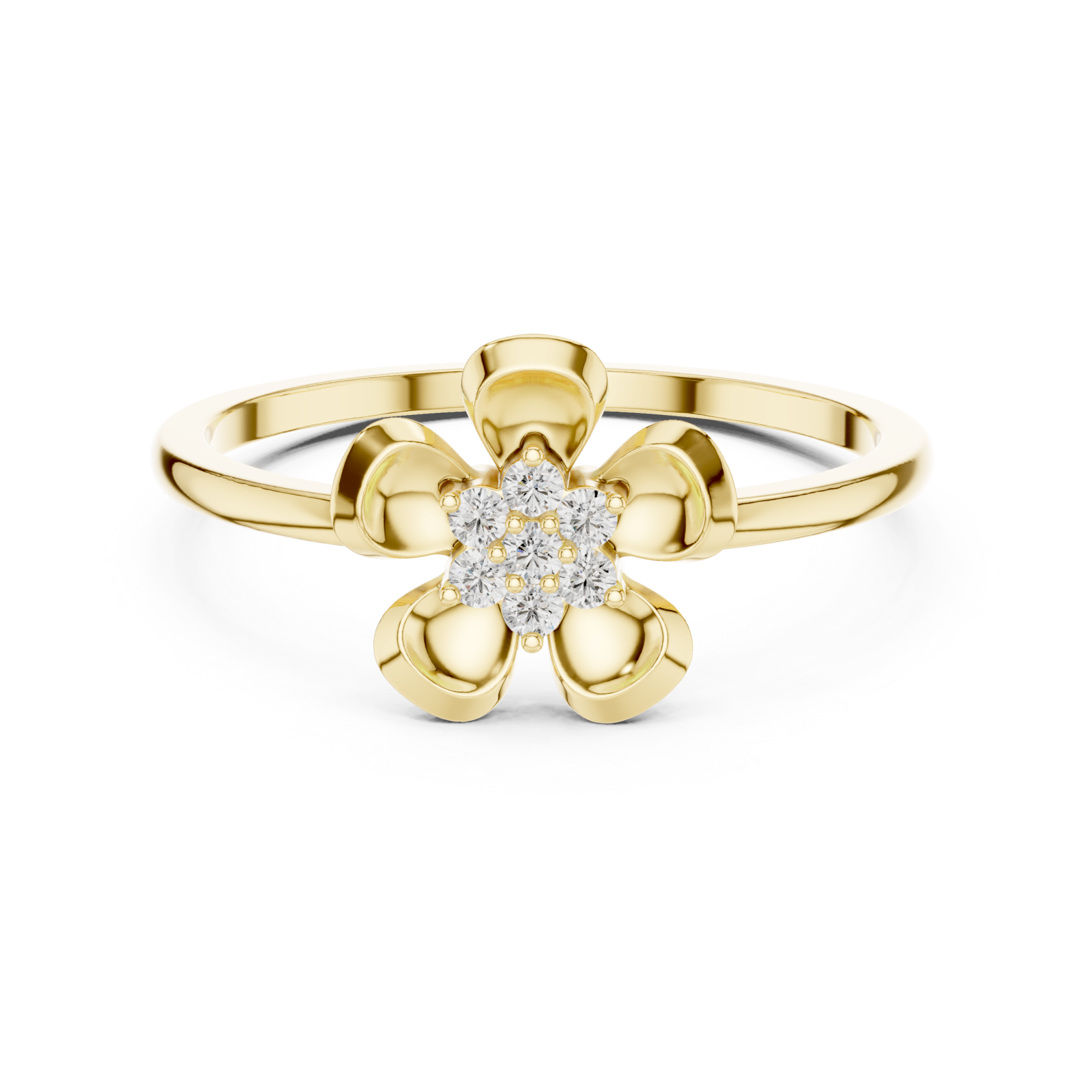  Gold Petal Charm Blossom Ring Front View