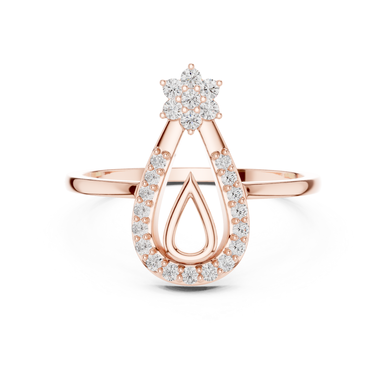  Rose Gold Serene Teardrop Ring Front View