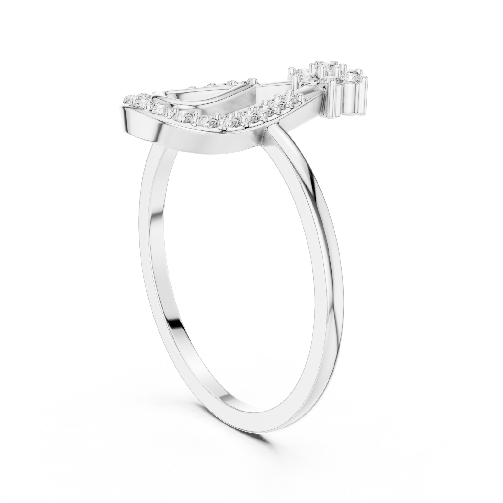  White Gold Serene Teardrop Ring Left View