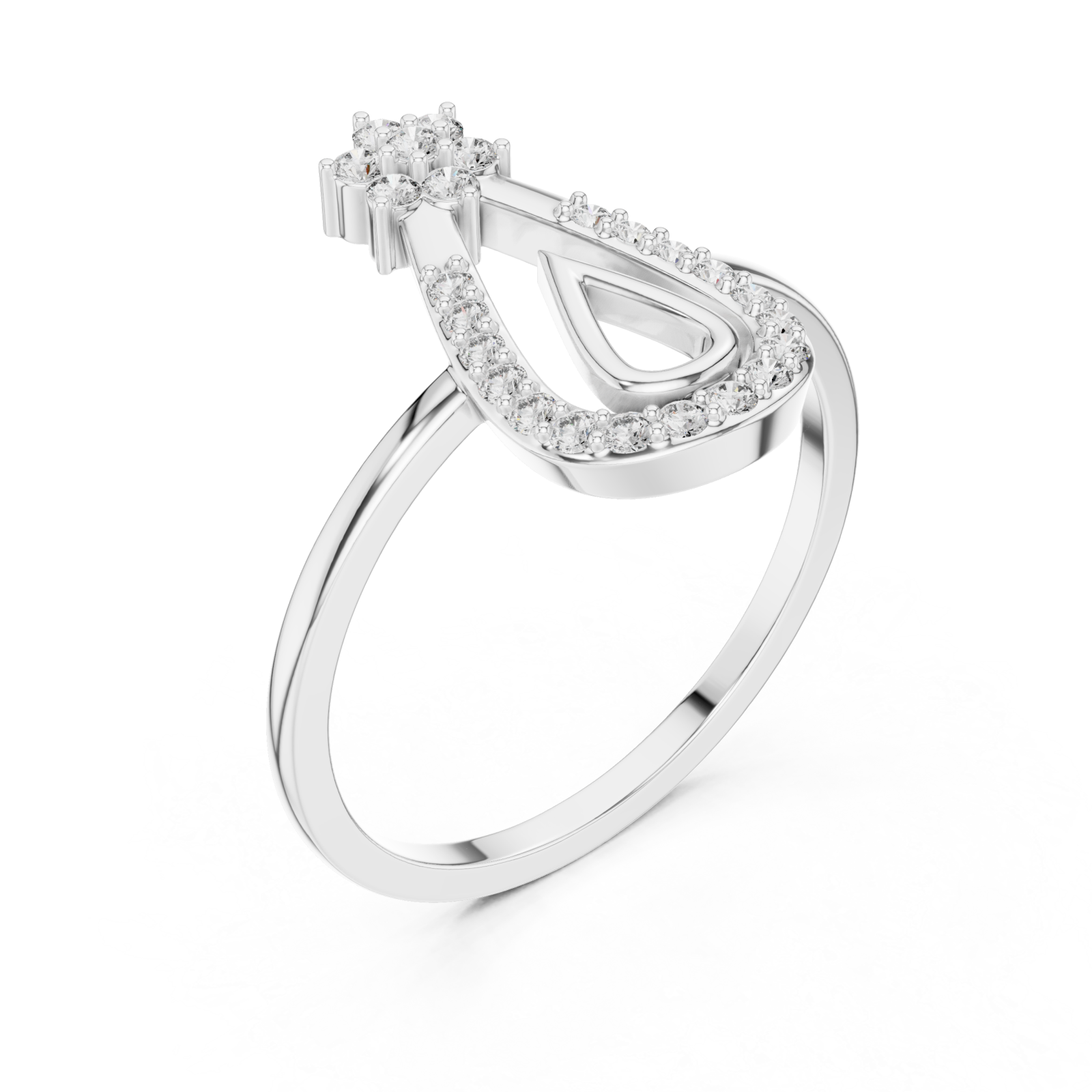  White Gold Serene Teardrop Ring Right View