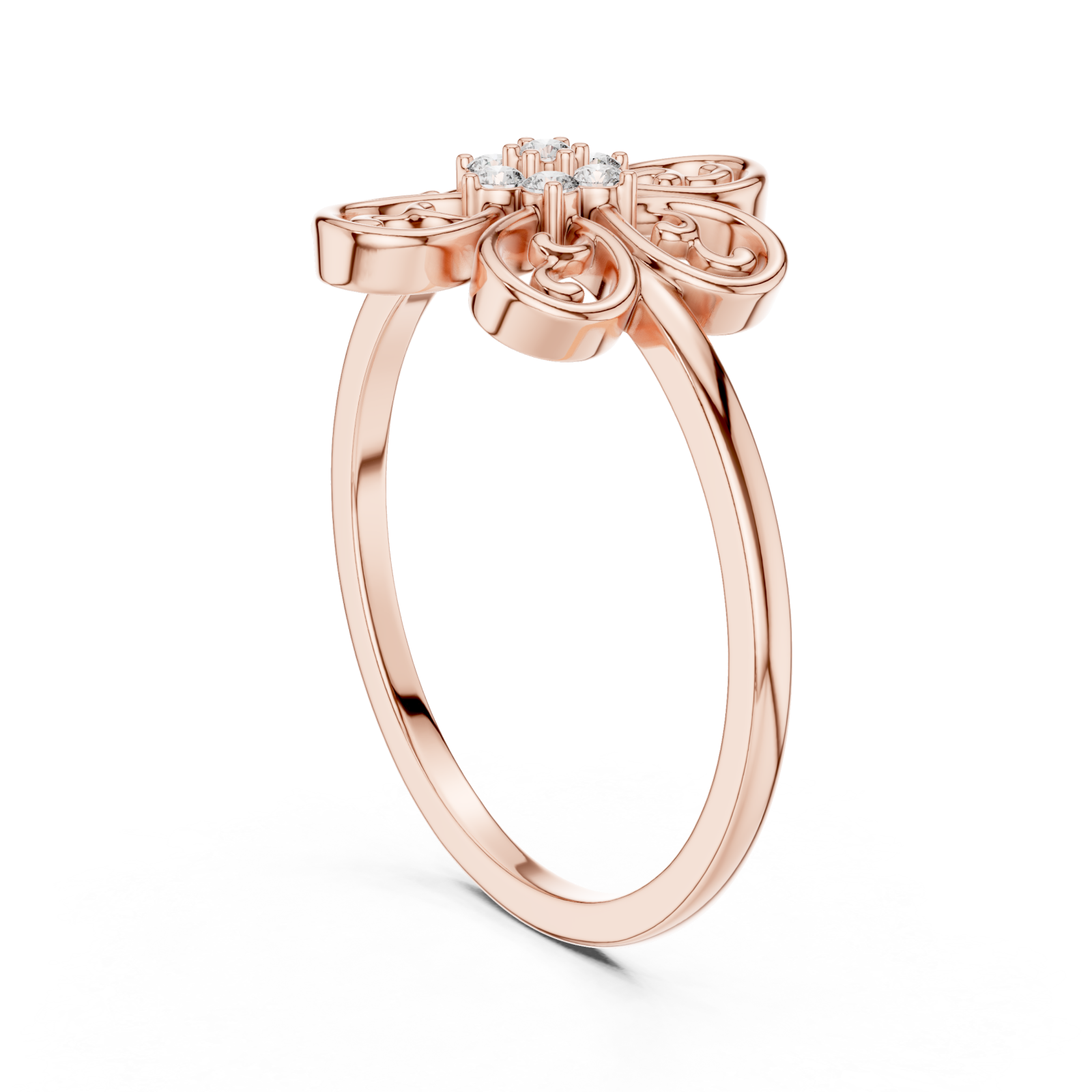  Rose Gold Fleur Embrace Ring Left View