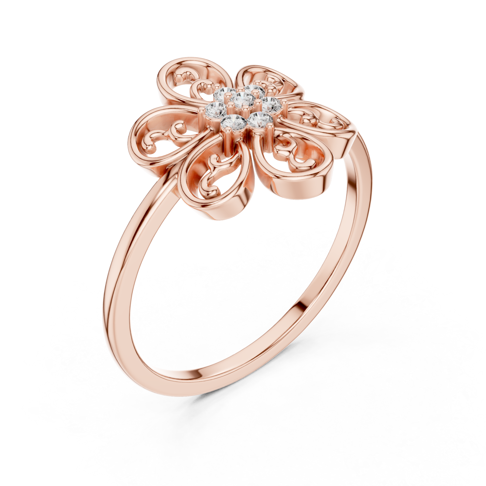  Rose Gold Fleur Embrace Ring Right View