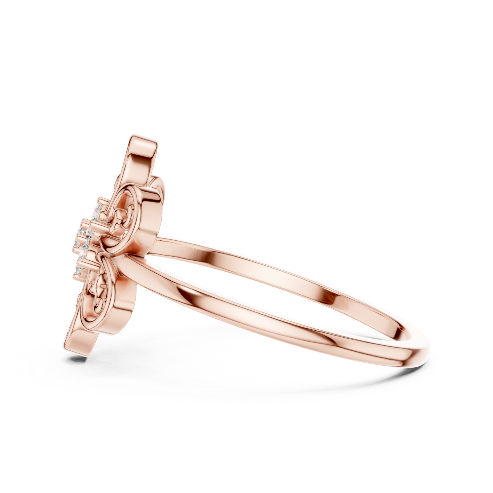  Rose Gold Fleur Embrace Ring Side View